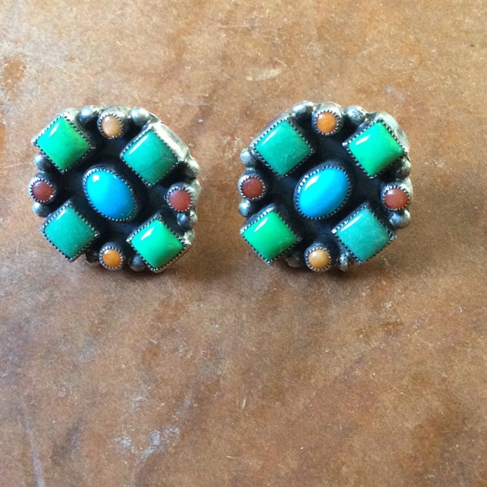 Native American Sterling andMulti-Stone Earrings